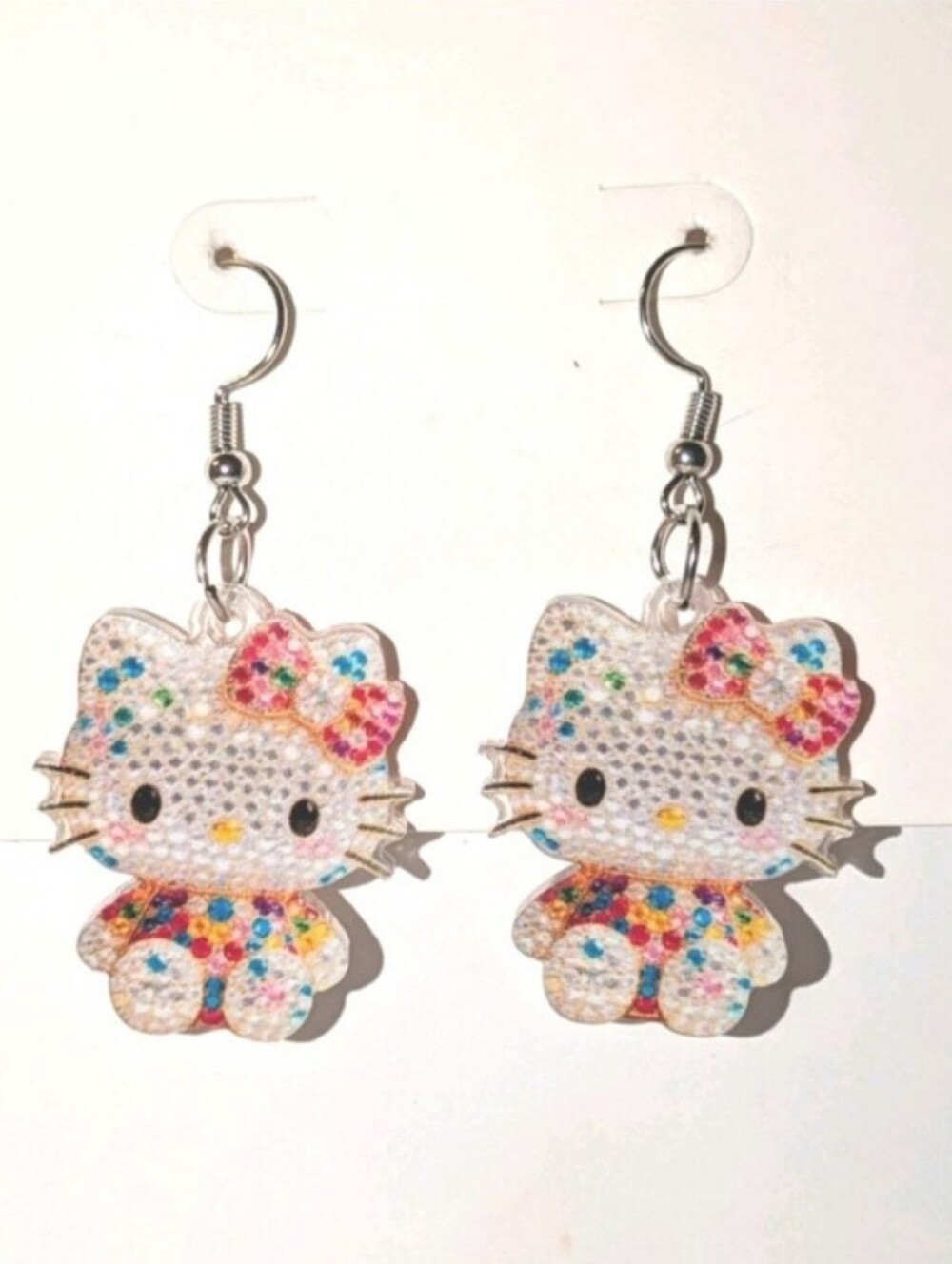 Hello Kitty Sparkle Dangle Earrings - Multicolor For Kids and Adults